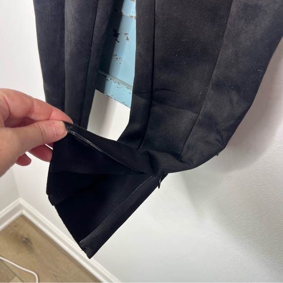 Zara Faux Suede Black Leggings, Zipper Hem - Picture 4 of 15